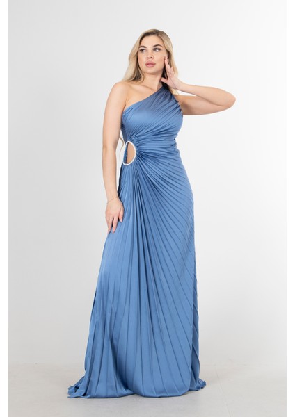 Indigo Bel Dekolteli Taş Işlemeli Abiye Elbise 4521014.98