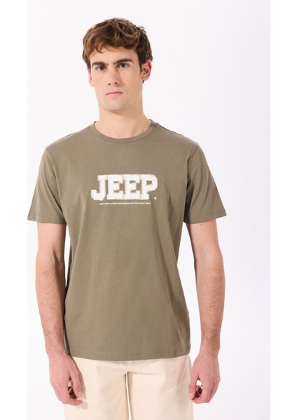 Bisiklet Yaka Baskılı Haki Erkek T-Shirt J5SM-TST7339 modelleri