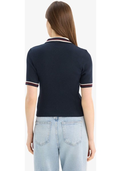 Regular Fit Düğmeli Polo Yaka Kısa Kollu Triko Kazak D4233AX25SP