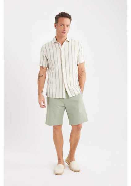 Regular Fit Polo Yaka Çizgili Yazlık Kısa Kollu Gömlek D7660AX25SP fiyatları