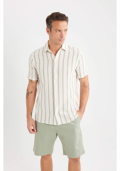 Regular Fit Polo Yaka Çizgili Yazlık Kısa Kollu Gömlek D7660AX25SP modelleri