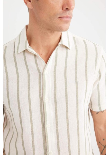 Regular Fit Polo Yaka Çizgili Yazlık Kısa Kollu Gömlek D7660AX25SP indirimleri