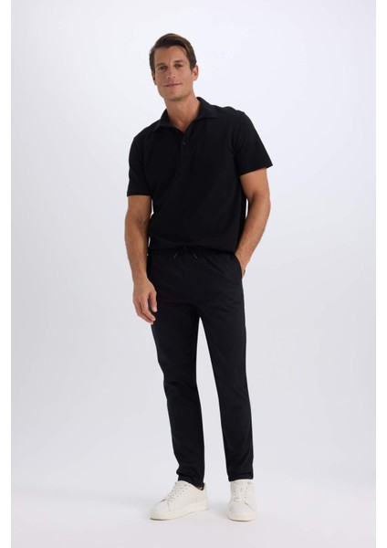 %100 Pamuk Yazlık Jogger Chino Pantolon Beli Bağcıklı Cepli Düz Paça Z9933AZ25SP