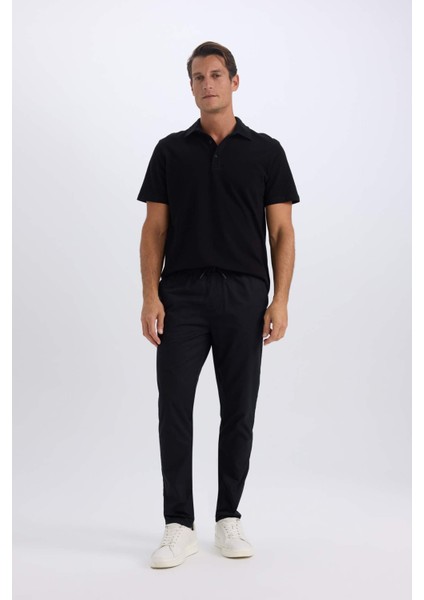 %100 Pamuk Yazlık Jogger Chino Pantolon Beli Bağcıklı Cepli Düz Paça Z9933AZ25SP