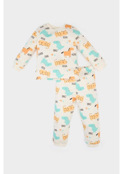 Erkek Bebek Pijama Takımı Desenli Uzun Kollu Üst Beli Lastikli Uzun Alt E6940A525SP