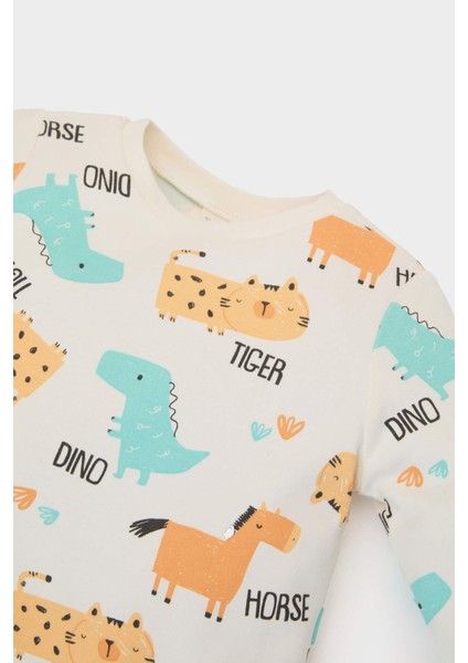 Erkek Bebek Pijama Takımı Desenli Uzun Kollu Üst Beli Lastikli Uzun Alt E6940A525SP