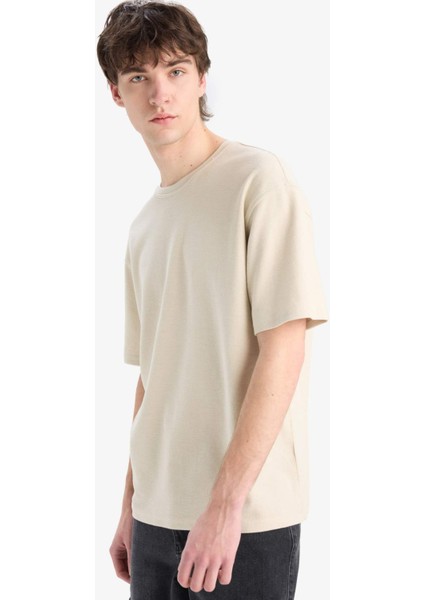 Boxy Fit Bisiklet Yaka Kısa Kollu Tişört D5482AX25SP