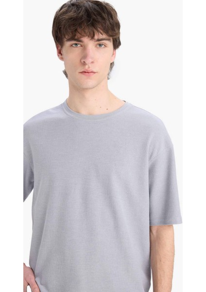 Boxy Fit Bisiklet Yaka Kısa Kollu Tişört D5482AX25SP