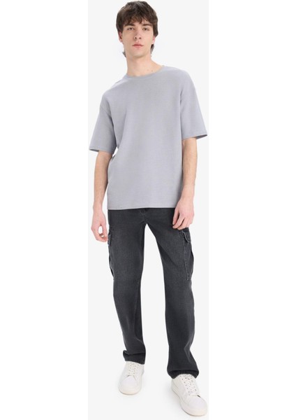 Boxy Fit Bisiklet Yaka Kısa Kollu Tişört D5482AX25SP fiyatları
