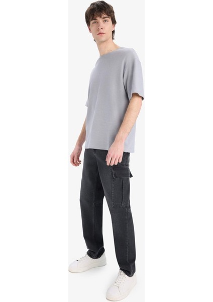 Boxy Fit Bisiklet Yaka Kısa Kollu Tişört D5482AX25SP modelleri