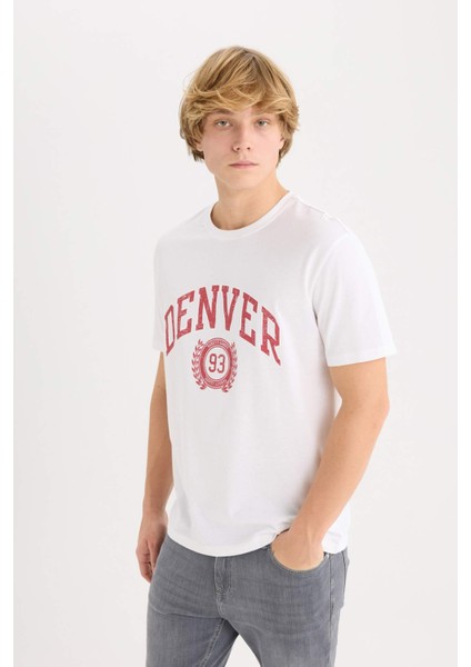 %100 Pamuk Regular Fit Bisiklet Yaka Baskılı Kısa Kollu Tişört D5576AX25SP modelleri