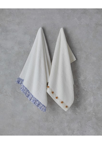 Daisy Lacely Pamuklu Kroşeli Yüz Havlusu 50X80 cm Ekru-Sarı modelleri