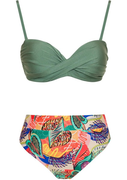 Dönmeli Yüksek Bel Bikini Takım