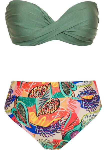 Dönmeli Yüksek Bel Bikini Takım