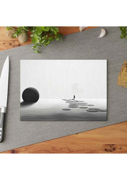 Doğanın Dokunuşu Şık Cam Kesme Tahtası - Temperli, Kaymaz, Çizilmez, Kolay Temizlenebilir