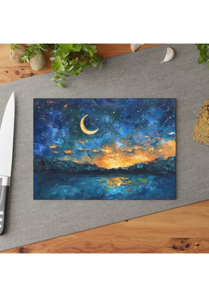 Romantic Mood Temperli Cam Kesme Tahtası - Şık Tasarım, Kaymaz Yüzey, Çizilmez