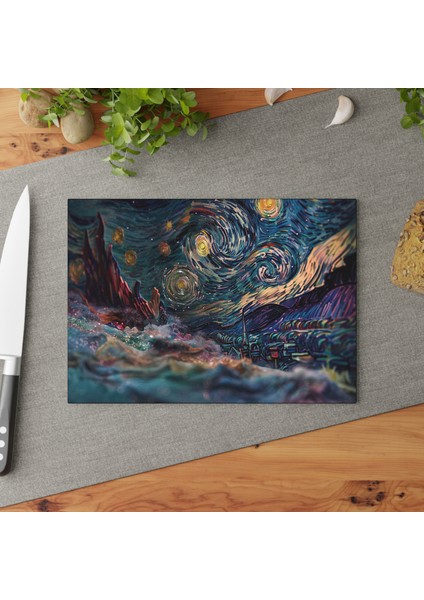 Şık Temperli Cam Kesme Tahtası - Kaymaz Yüzey - Çizilmez - Kolay Temizlenebilir