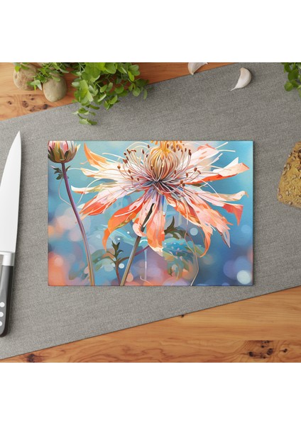 Elegant Floral Temperli Cam Kesme Tahtası - Şık ve Çizilmez Cam