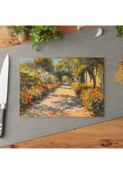 Sanatsal Fırça Darbeleri Cam Kesme Tahtası - Şık Temperli Cam