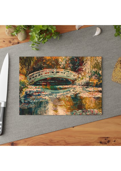 Monet Art Temperli Cam Kesme Tahtası Seti - Kaymaz Yüzeyli, Çizilmez ve Kolay Temizlenen Şık