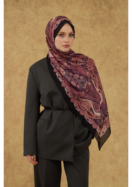 Soft Şal Siyah Pembe 3052-17