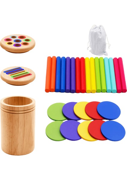Ahşap Eşleştirme Oyuncakları Montessori Renk Eşleştirme Sıralama Çubuğu (Yurt Dışından)