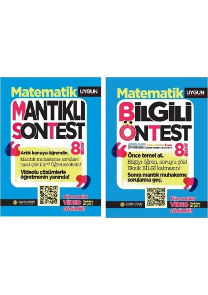 8. Sınıf LGS Matematik Bilgili Öntest - Mantıklı Sontest 2 Kitap