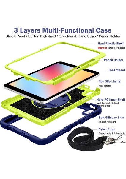 iPad 10. Nesil 10.9 2022 Için Silikon+Pc Tablet Kılıfı (Yurt Dışından) modelleri