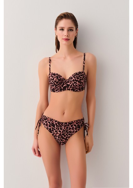 Leopard Yanı Büzgülü Bikini Alt fiyatları