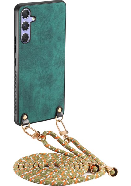 Samsung Galaxy A55 5g Retro Deri Telefon Arka Kapak Ayarlanabilir Askı ile (Yurt Dışından)
