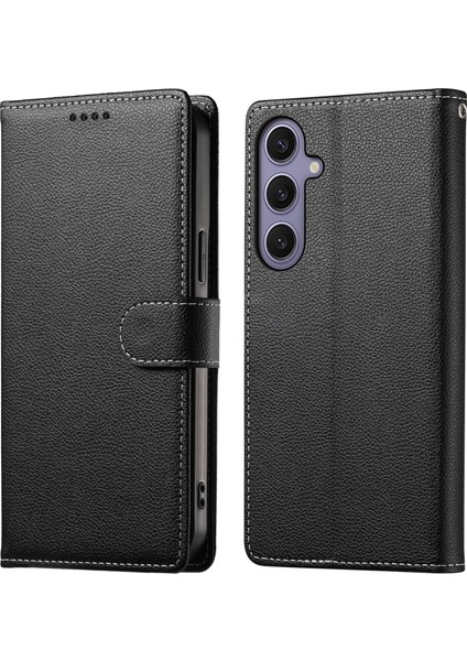 Samsung Galaxy S24 Litchi Doku Deri Cüzdan Standlı Telefon Kapağı (Yurt Dışından)