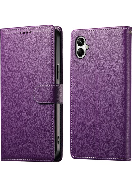Samsung Galaxy A05 4g Litchi Dokulu Deri Cüzdan Standlı Telefon Kapağı (Yurt Dışından)