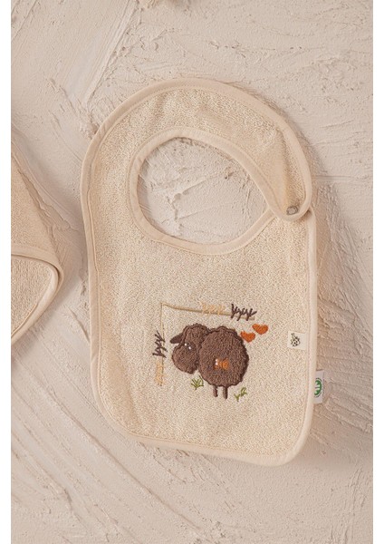 Little Sheep 4'lü Bebek Panço Seti %100 Organik Pamuk Nakışlı Ekru 0-1 Yaş