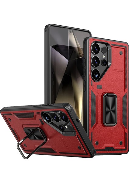 Samsung Galaxy S24 Ultra Halka Kickstand Düşmeyi Önleyici Pc + Tpu Telefon Kapağı (Yurt Dışından)