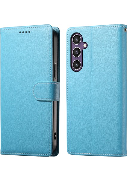 Samsung Galaxy S23 Fe Litchi Doku Deri Cüzdan Standlı Telefon Kapağı (Yurt Dışından)