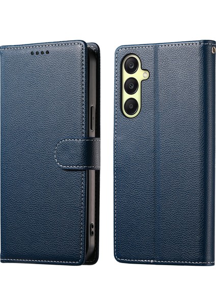 Samsung Galaxy A16 Litchi Doku Deri Manyetik Toka Cüzdan Standlı Telefon Kapağı (Yurt Dışından)