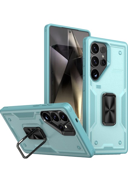 Samsung Galaxy S24 Ultra Halka Kickstand Düşmeyi Önleyici Pc + Tpu Telefon Kapağı (Yurt Dışından)