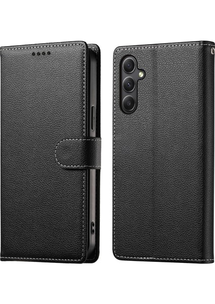 Samsung Galaxy A34 5g Litchi Doku Deri Manyetik Toka Cüzdan Standlı Telefon Kapağı (Yurt Dışından)