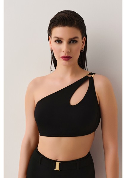 Tek Omuz Aksesuarlı Bralet Bikini Üst