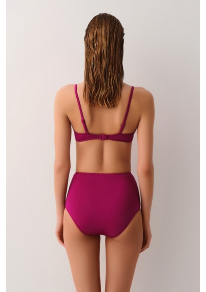 Yüksek Bel Pileli Bikini Alt
