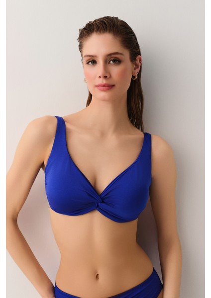 Önü Burgulu Balenli Toparlayıcı Bikini Üst