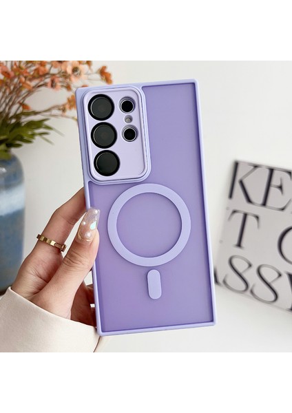 Samsung Galaxy S24 Ultra Manyetik Kılıf Cilt Dokunmatik Tpu + Lens Filmi ile Pc Telefon Arka Kapak (Yurt Dışından)