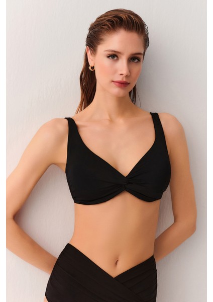 Önü Burgulu Balenli Toparlayıcı Bikini Üst