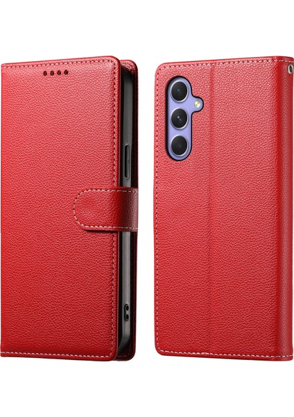 Samsung Galaxy A55 5g Litchi Doku Deri Manyetik Toka Cüzdan Standlı Telefon Kapağı (Yurt Dışından)
