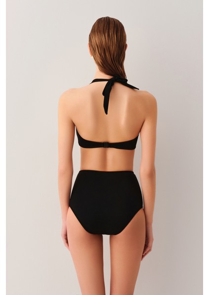 Yüksek Bel Pileli Bikini Alt