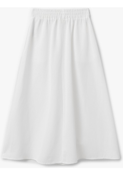 Rahat Kalıp Viskon-Keten Karışımlı Cepli Uzun Kloş Etek fırsatları