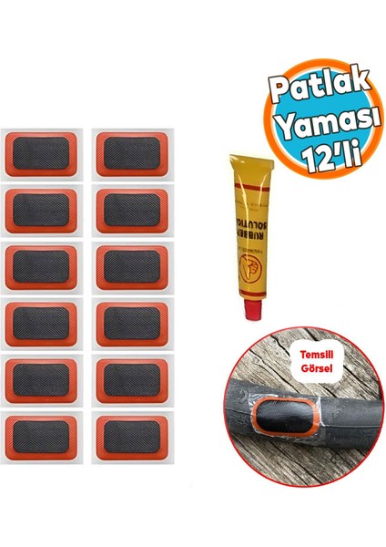 Iç Lastik Soğuk Yaması Solüsyonlu Şambrel Şamyel Patlak Tamiri Bisiklet Yapıştırma 12'li Paket