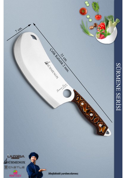 Sürmene Serisi Mutfak Bıçak Börek Bıçağı Pizza Pide Salata Bıçağı Kahverengi ( MFT-002 ) fiyatları