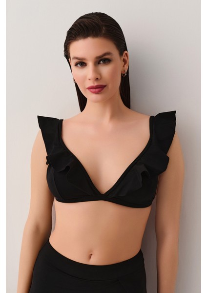Volanlı Üçgen Bikini Üst