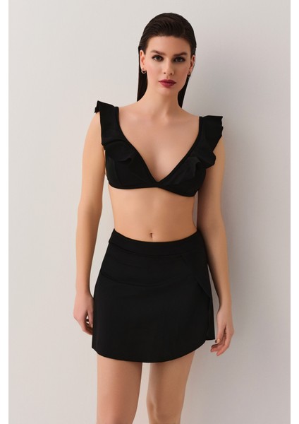 Volanlı Üçgen Bikini Üst